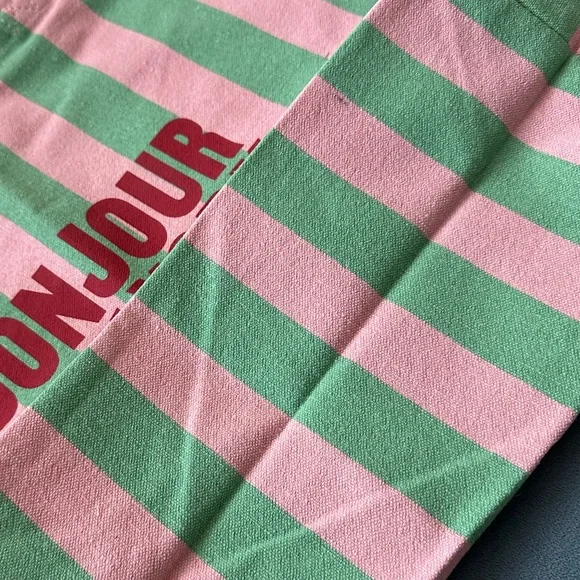 Sezane Bonjour New York Recycled Cotton Tote in Pink/Green - Picture 4 of 6